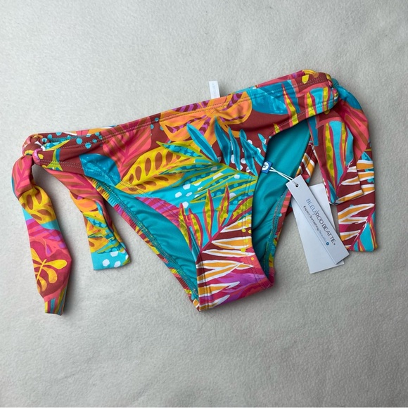 NWT New Bleu Rod Beattie Tropical Print the Heat is On Side Tie Bikini Bottom - Picture 3 of 5
